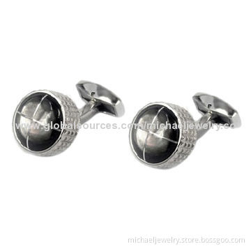 Stainless steel cufflinks with gray shells, concise and dignified